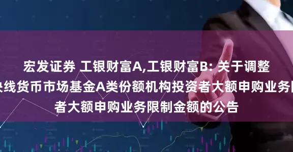 宏发证券 工银财富A,工银财富B: 关于调整工银瑞信财富快线货币市场基金A类份额机构投资者大额申购业务限制金额的公告