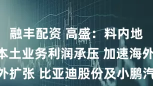 融丰配资 高盛：料内地车企今年本土业务利润承压 加速海外扩张 比亚迪股份及小鹏汽车-W具优